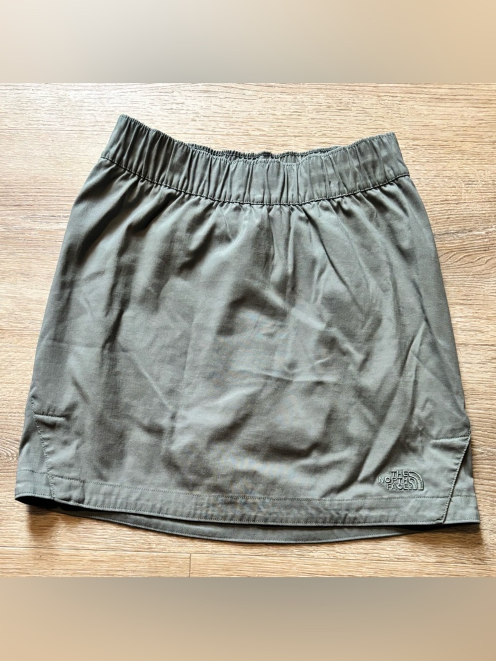 The North Face Olive Green Elastic Waist Skirt with shorts under